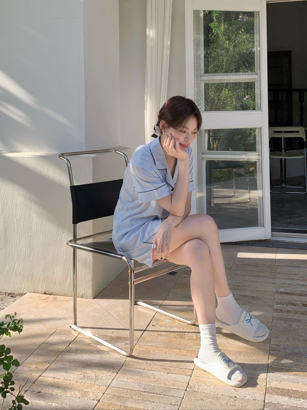 Chillday Short Pajama Set - Baby Blue