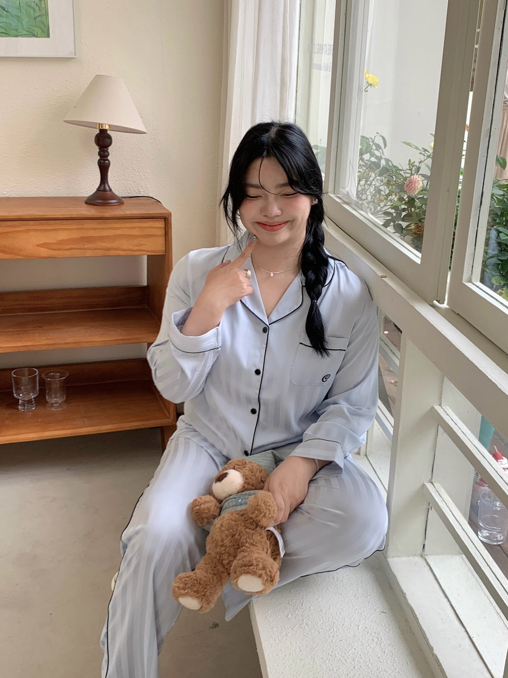 Chillday Long Pajama Set - Baby Blue