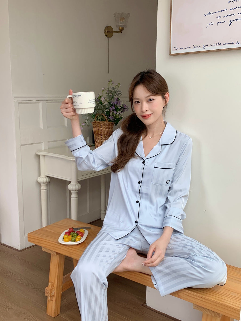 Chillday Long Pajama Set - Baby Blue