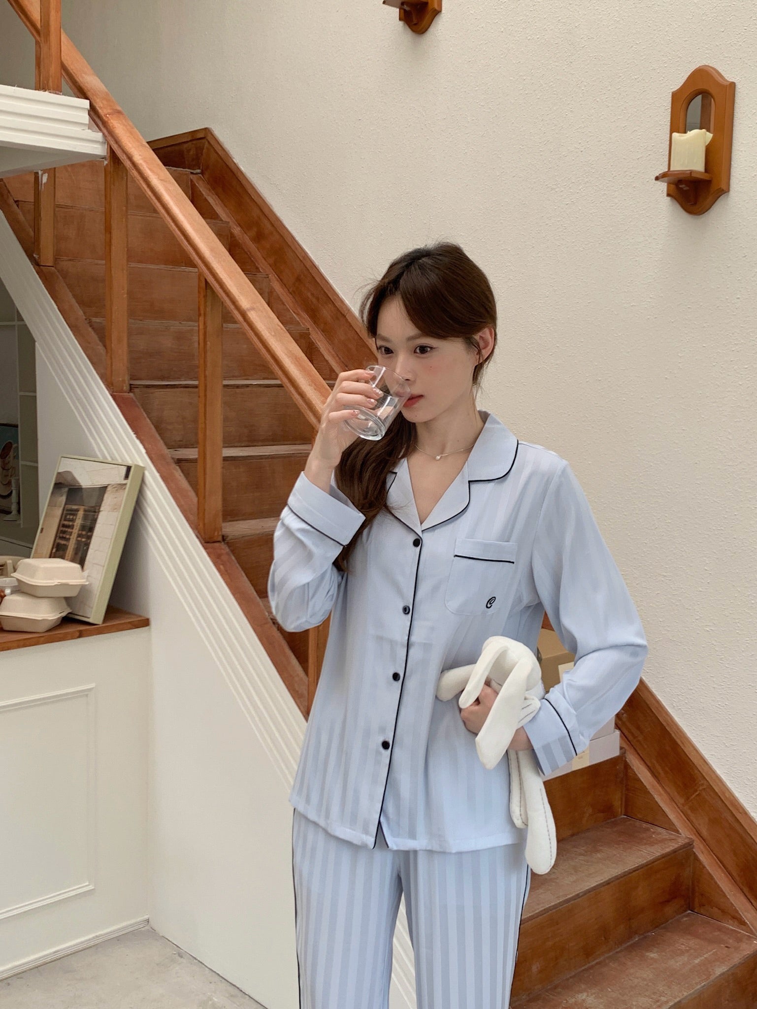 Chillday Long Pajama Set - Baby Blue