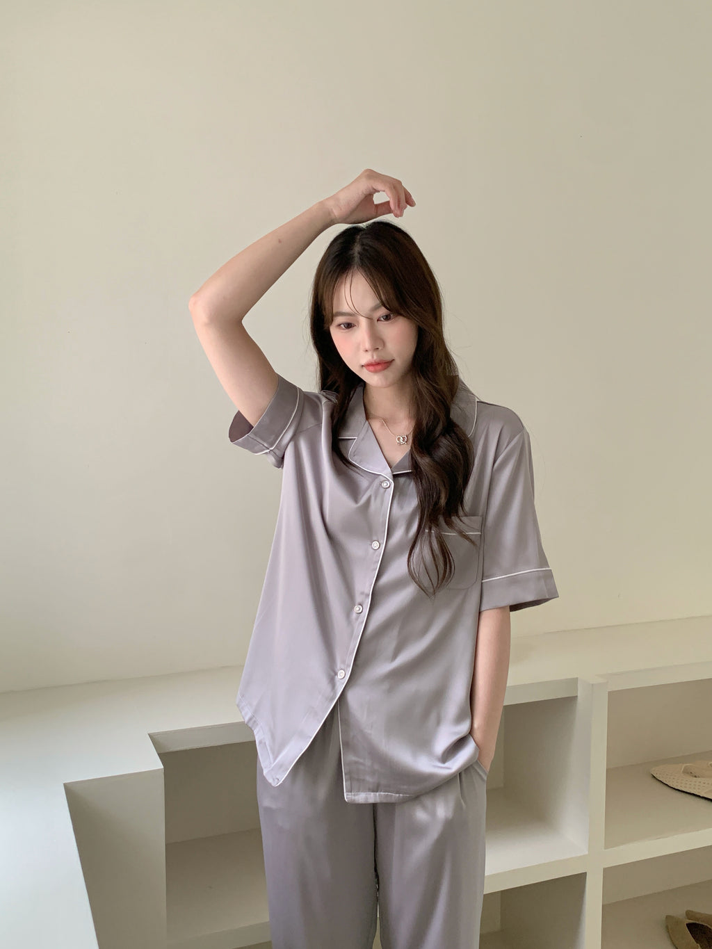 Jovin Short/Long Pajama Set - Silver Grey