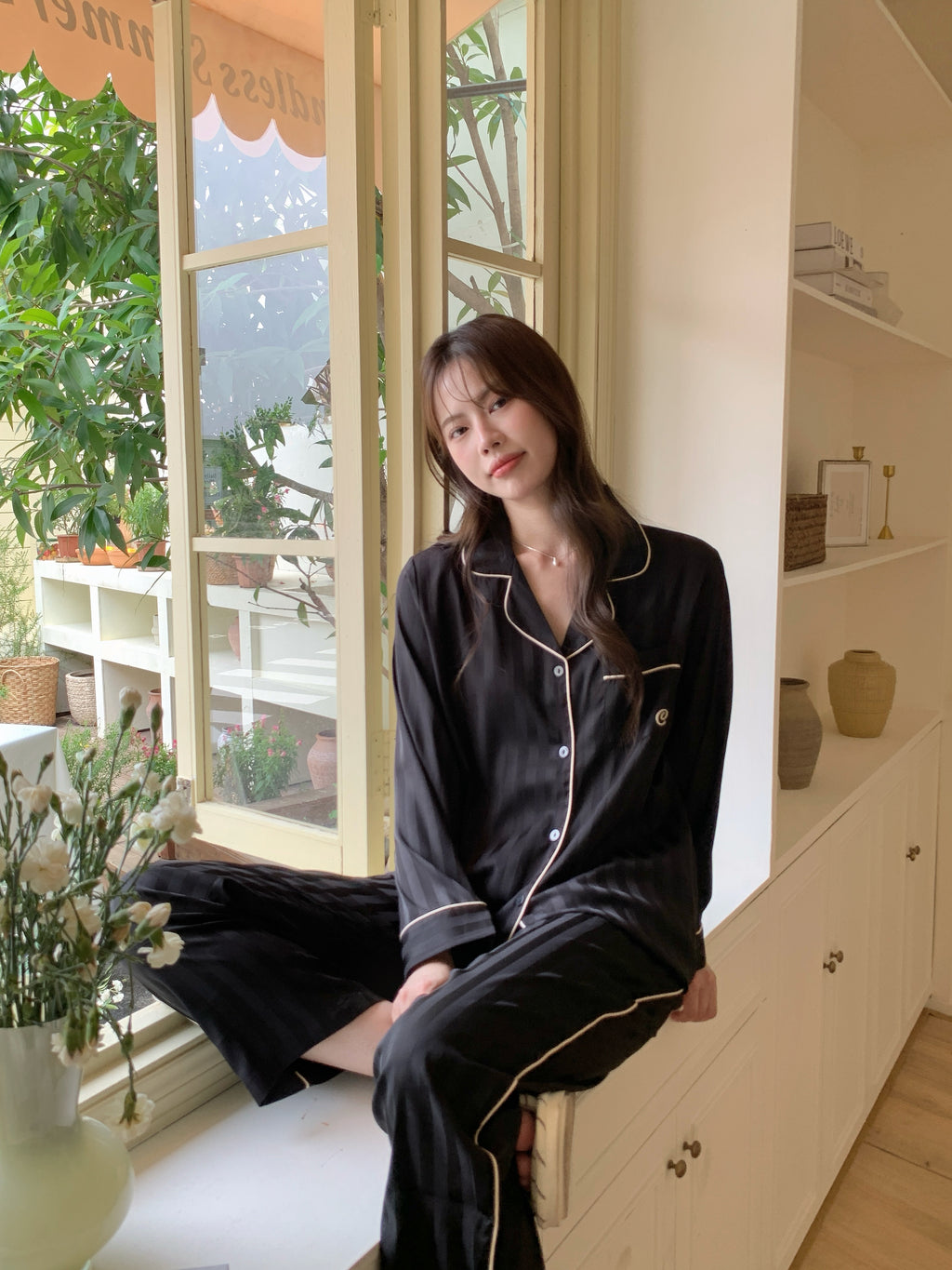 Chillday Long Pajama Set - Black