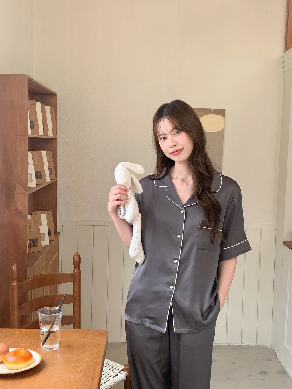 Jovin Short/Long Pajama Set - Charcoal Grey