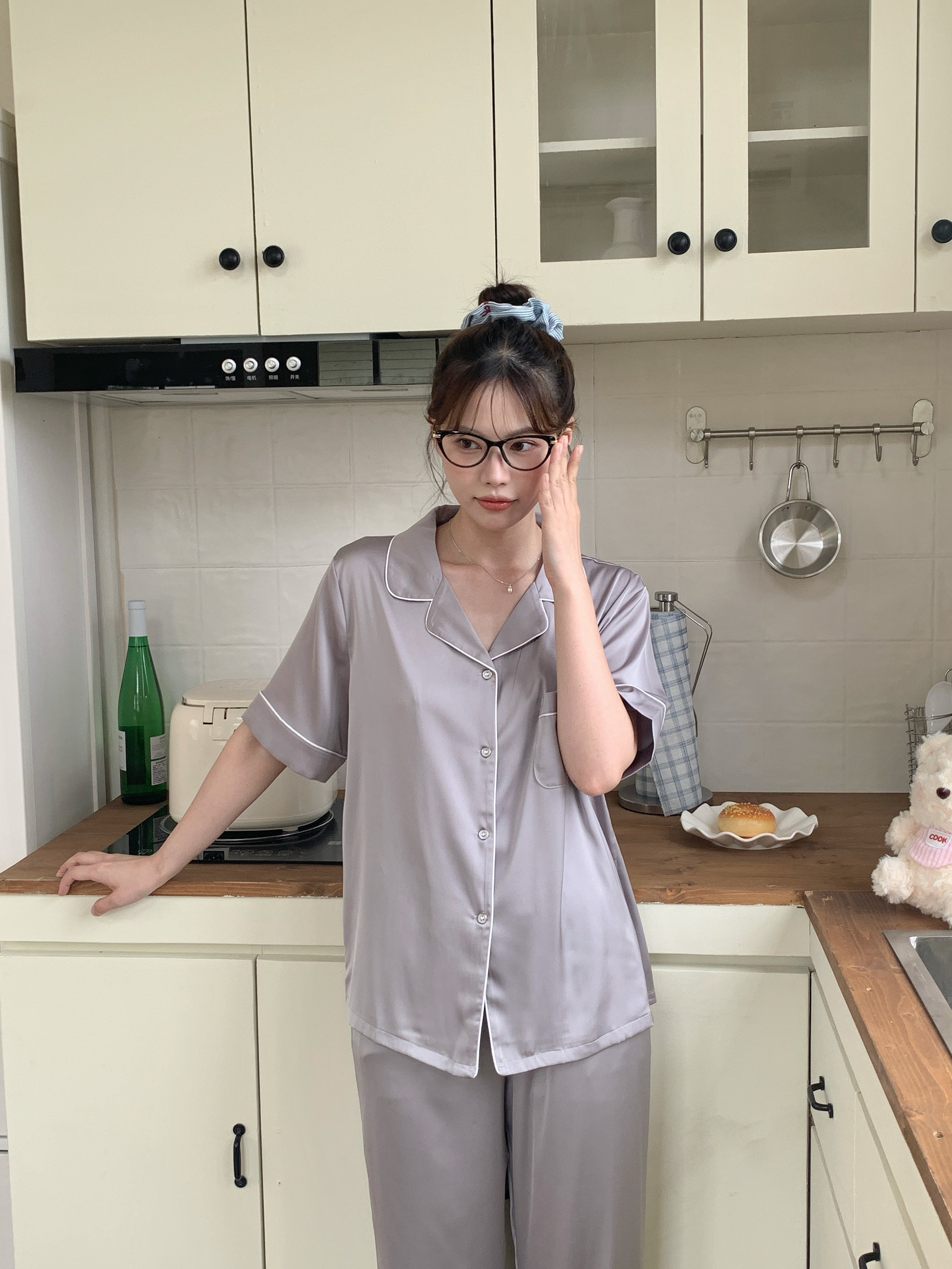 Jovin Short/Long Pajama Set - Silver Grey