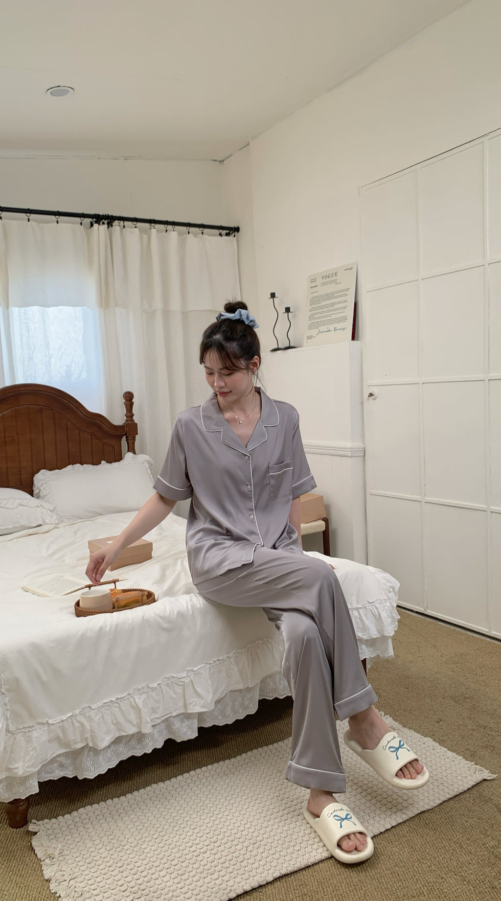 Jovin Short/Long Pajama Set - Silver Grey