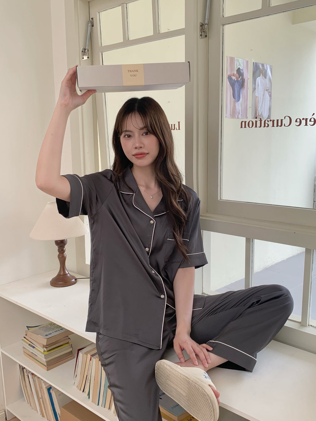 Jovin Short/Long Pajama Set - Charcoal Grey