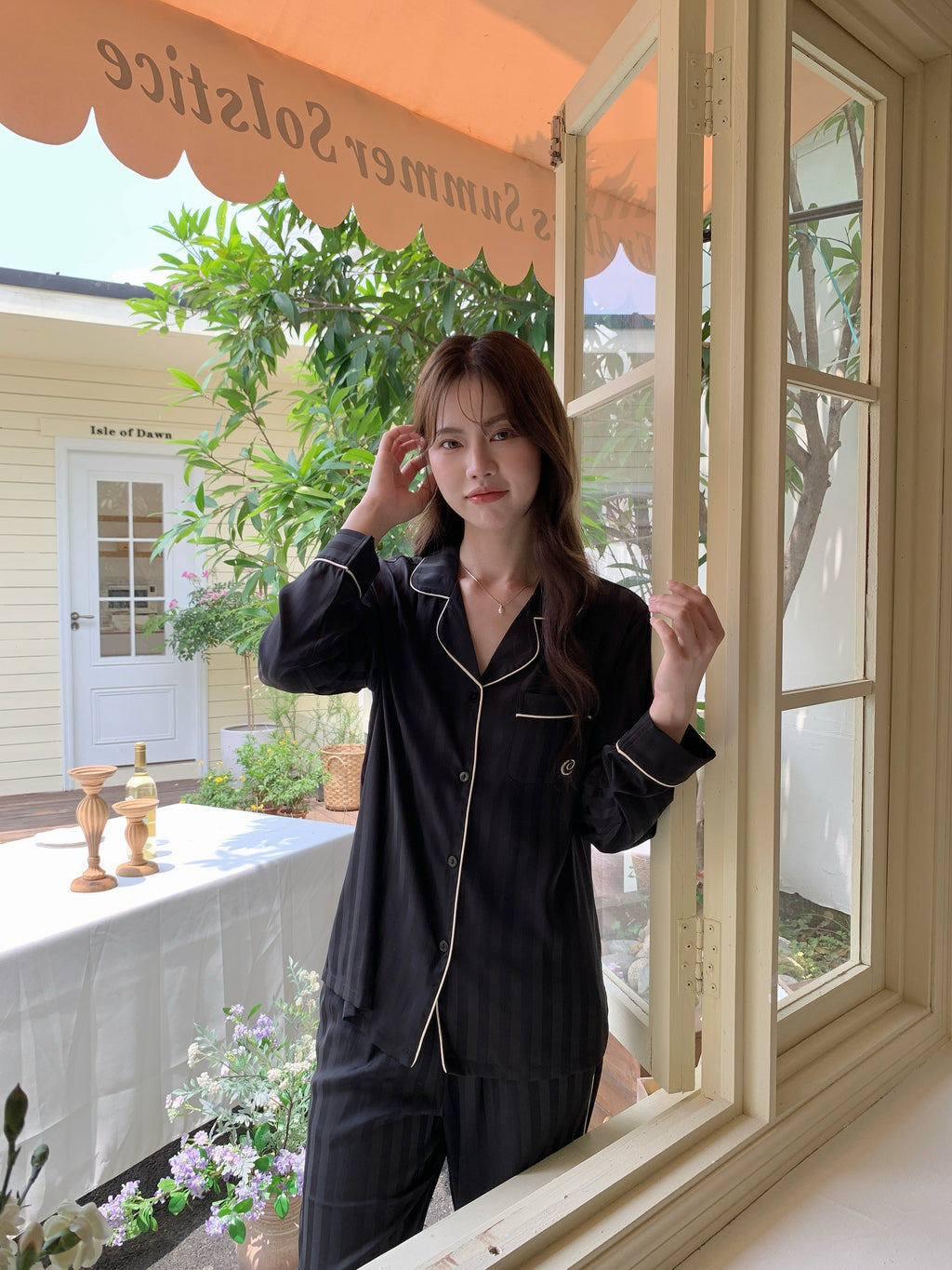 Chillday Long Pajama Set - Black