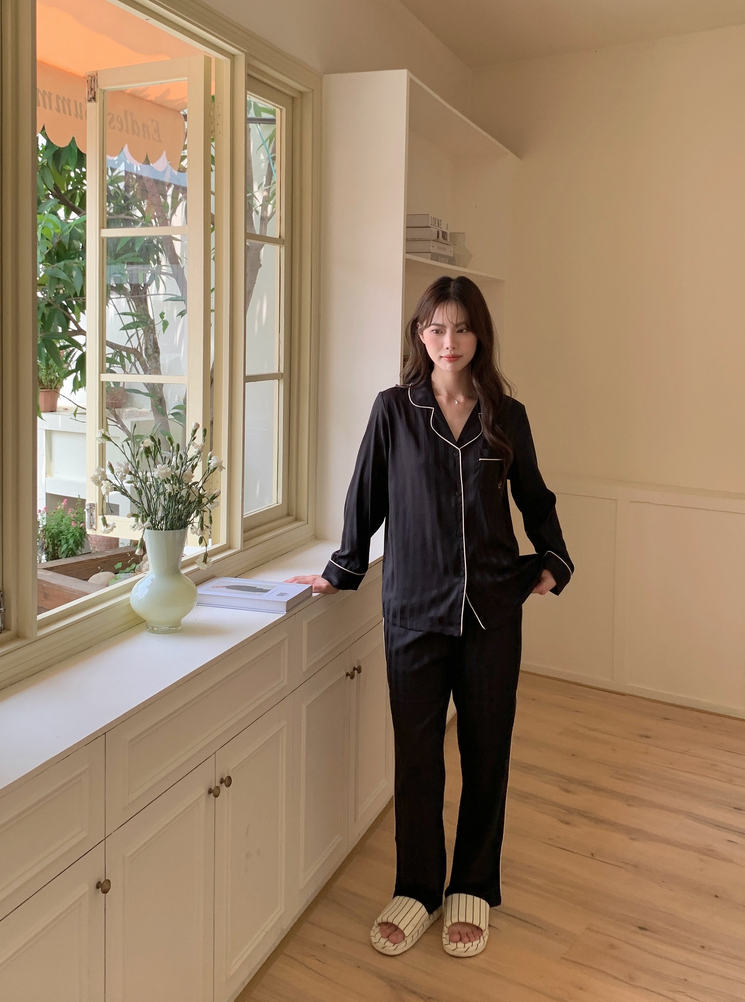 Chillday Long Pajama Set - Black