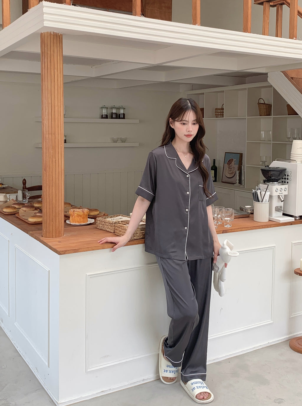 Jovin Short/Long Pajama Set - Charcoal Grey