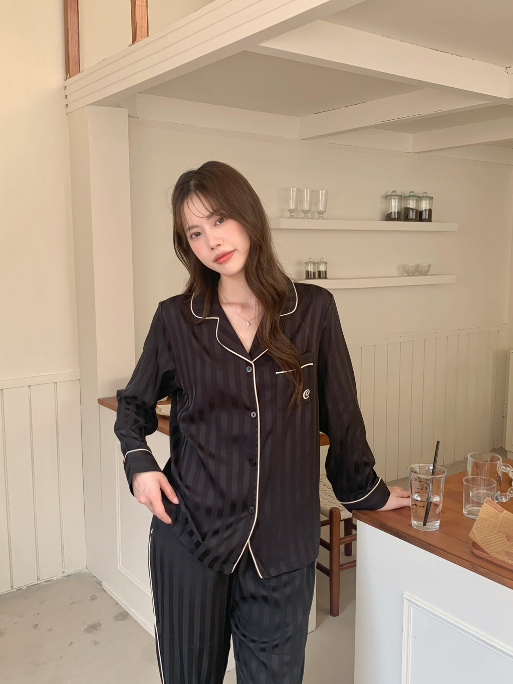 Chillday Long Pajama Set - Black