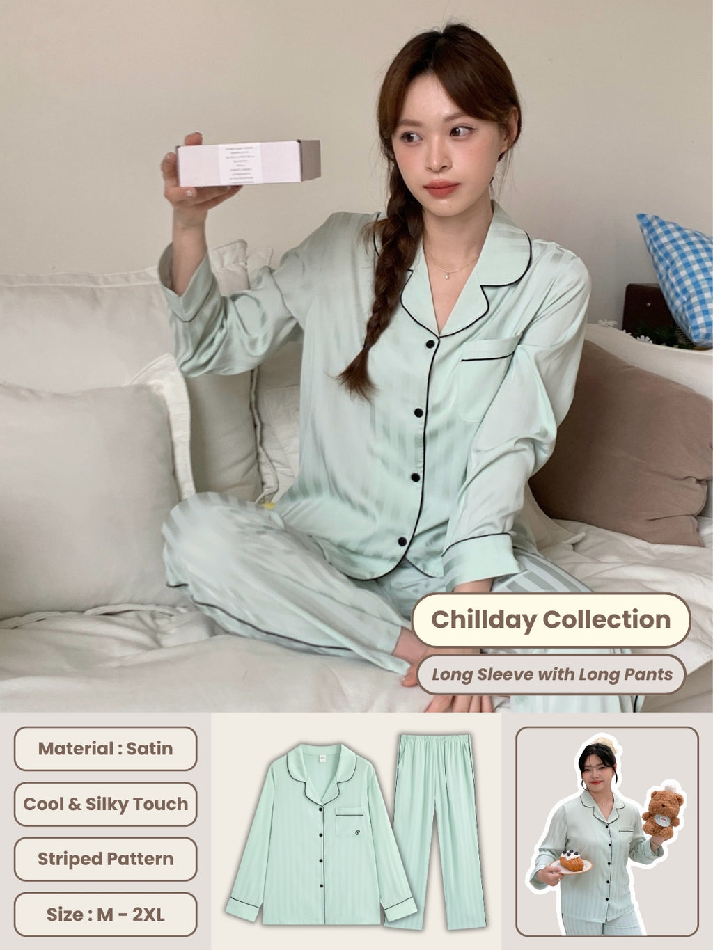 Chillday Long Pajama Set - Baby Green