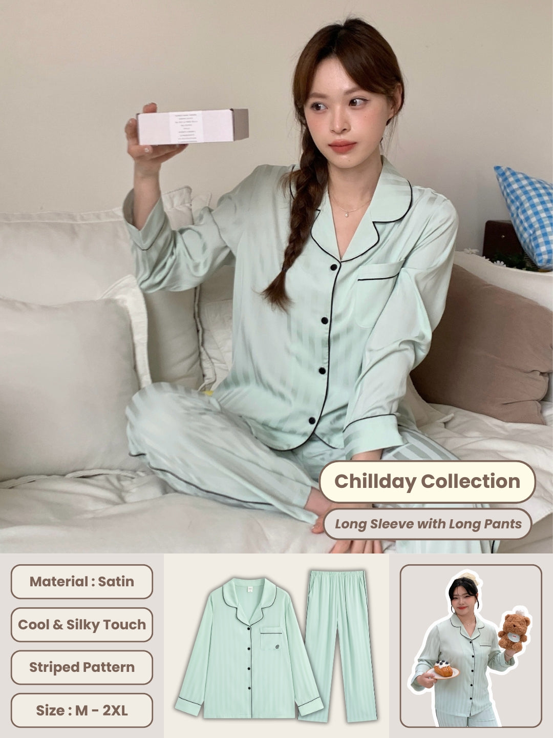 Chillday Long Pajama Set - Baby Green