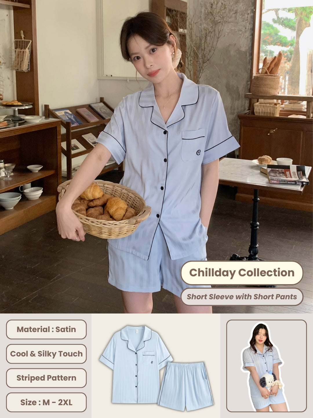 Chillday Short Pajama Set - Baby Blue